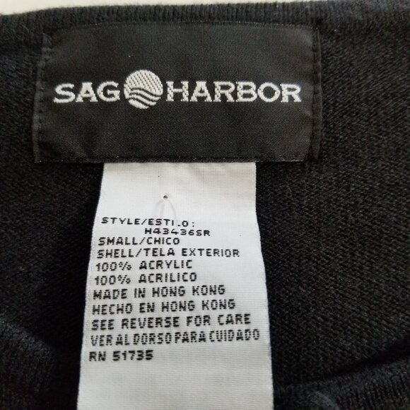 Sag Harbor Womens Sweater S Vintage Knit Black Embroidered Flowers Twofer Sequin - Picture 6 of 15